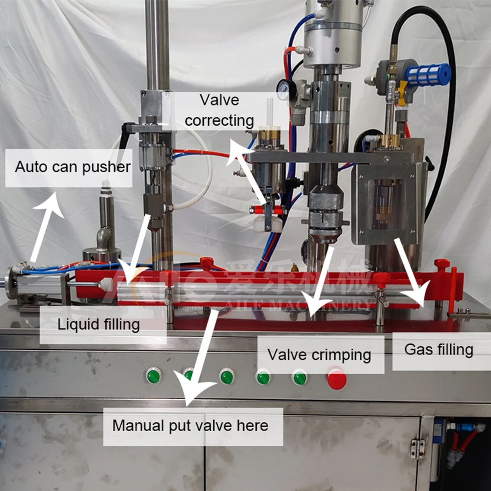 Semi Automatic LPG Butane Canister Gas Spray Machine Aerosol Filling Machine LPG Refill Machinery Vacuum Crimping Gas Filling Equipment