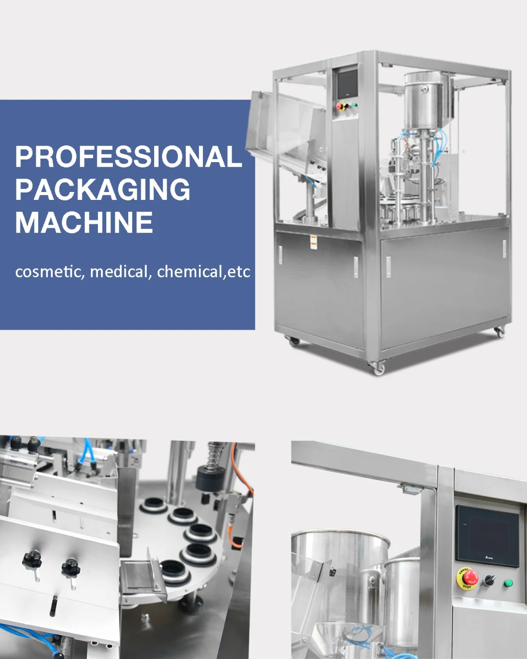 Rotaray Index Cosmetic Packaging Machinery, Auto Tube Filler Sealer