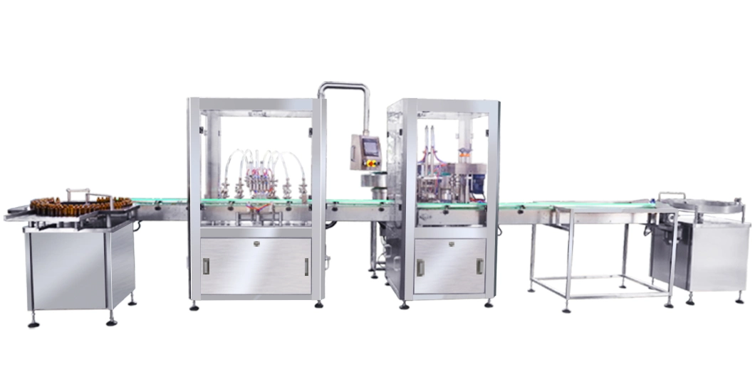 Full Automatic Chemical Medical Alcohol Sanitizer Eye Drop Liquid Small Oral Vial Bottle Filling Capping Machine for Full Production Packing Line