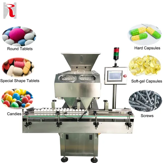 8-Channel Feeding Counter Vibration Panel PLC Control System Electronic Fish Glue/ Vitamin/Candy/Gummy/Tablet/Capsule/Pill Counting Machine