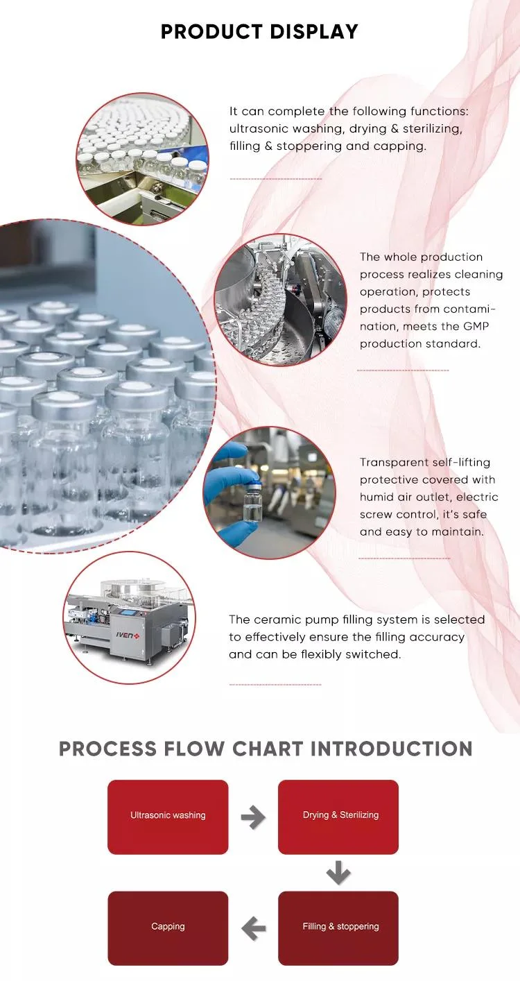 Pharmaceutical Small Vial Washing Filling Capping Sealing and Packing Machine Production Line